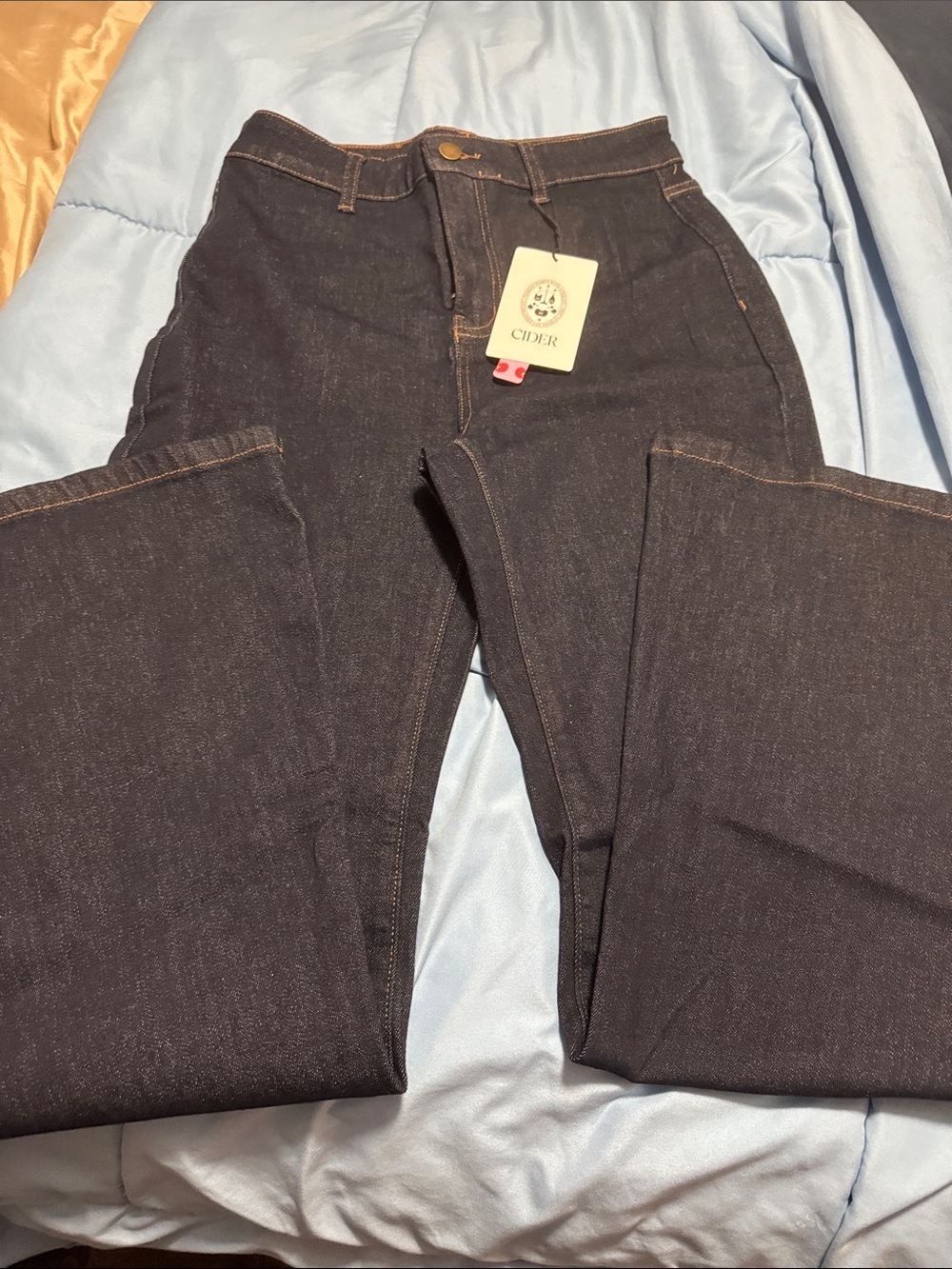 Cider Women's Flare Leg Jeans in Dark Blue Denim
